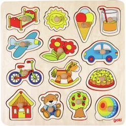 Goki Steckpuzzle Schaukelpferd, Ball,..., 14 Teile