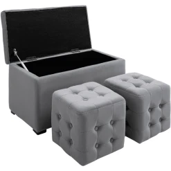 HOMCOM Aufbewahrungsbank Ottomane Hellgrau