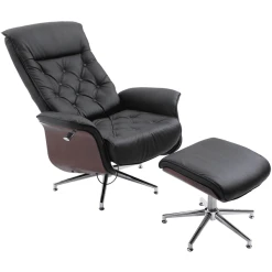 HOMCOM Chesterfield Sessel Mit Hocker Schwarz