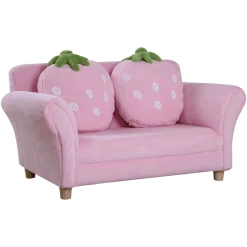 HOMCOM Kinder Erdbeersofa Rosa, Grün