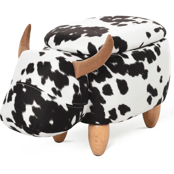 HOMCOM Kinderhocker Im Kuh Design Schwarz, Weiß, Natur 3 HOMCOM Kinderhocker Im Kuh Design Schwarz, Weiß, Natur