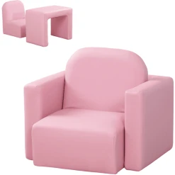 HOMCOM Kindersessel 2 In 1 Kindersitzgruppe Und Sessel Rosa