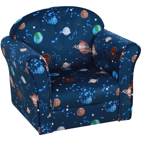 HOMCOM Kindersessel Mit Flamingo- Oder Weltraum-Muster Blau 3 HOMCOM Kindersessel Mit Flamingo- Oder Weltraum-Muster Blau
