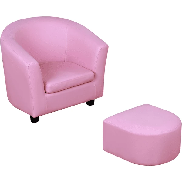 HOMCOM Kindersessel Mit Fußhocker Rosa, Schwarz 3 HOMCOM Kindersessel Mit Fußhocker Rosa, Schwarz