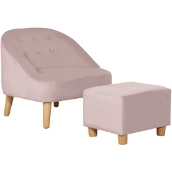 HOMCOM Kindersofa-Set Mit Fußhocker Rosa
