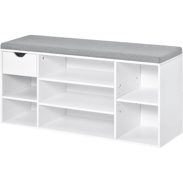 HOMCOM Schuhbank Mit Ablagefläche Weiß 3 HOMCOM Schuhbank Mit Ablagefläche Weiß