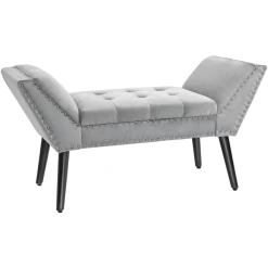 HOMCOM Sitzbank Mit Trapezförmige Armlehne Hellgrau