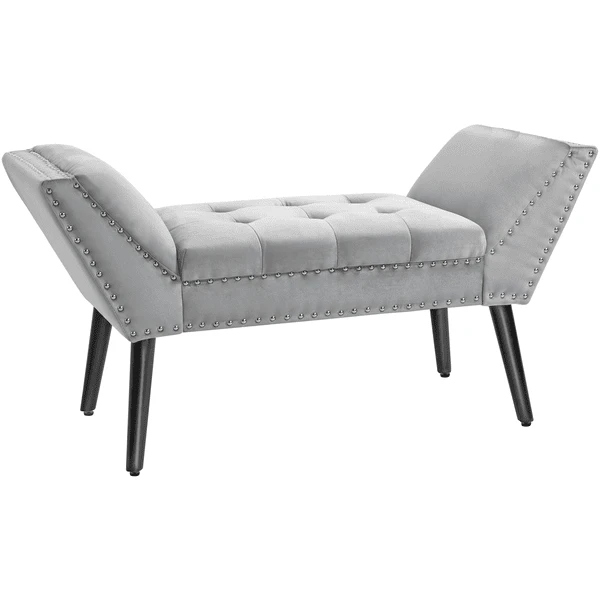 HOMCOM Sitzbank Mit Trapezförmige Armlehne Hellgrau 3 HOMCOM Sitzbank Mit Trapezförmige Armlehne Hellgrau