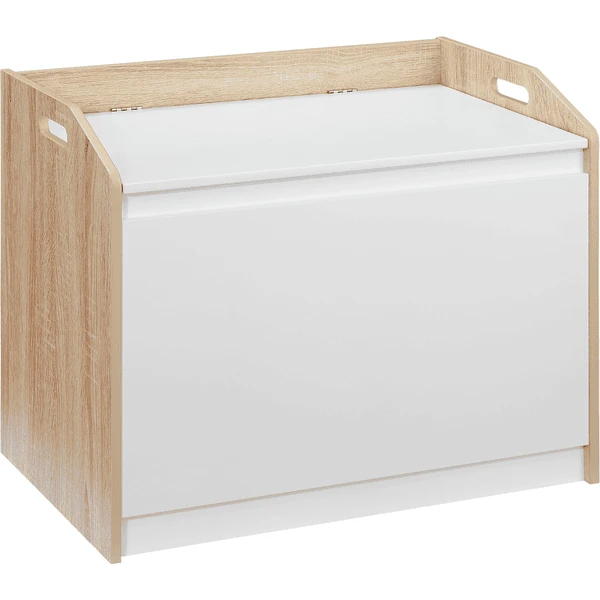 HOMCOM Sitzhocker Aufbewahrungstruhe, Vielseitig Nutzbar Weiß/Natur 3 HOMCOM Sitzhocker Aufbewahrungstruhe, Vielseitig Nutzbar Weiß/Natur