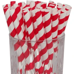 Luxentu Papier-Trinkhalme Cocktail 13 Cm 100er Set Rot