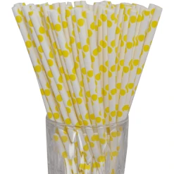 Luxentu Papier-Trinkhalme Gepunktet 19.7 Cm 100er Set Gelb
