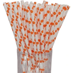 Luxentu Papier-Trinkhalme Gepunktet 19.7 Cm 100er Set Orange