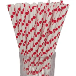 Luxentu Papier-Trinkhalme Gepunktet 19.7 Cm 100er Set Rot
