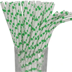 Luxentu Papier-Trinkhalme Gepunktet Mit Knick 19.7 Cm 100er Set Grün
