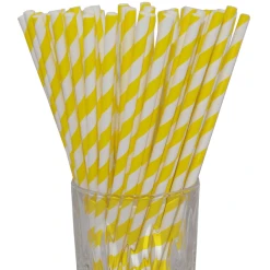 Luxentu Papier-Trinkhalme Gestreift 19.7 Cm 100er Set Gelb