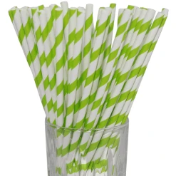 Luxentu Papier-Trinkhalme Gestreift 19.7 Cm 100er Set Grün
