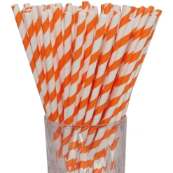 Luxentu Papier-Trinkhalme Gestreift 19.7 Cm 100er Set Orange