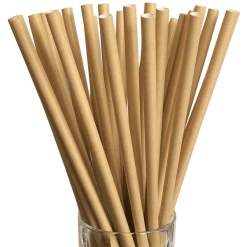 Luxentu Papier-Trinkhalme Jumbo 25 Cm 100er Set Beige, Natur