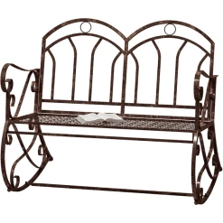 Outsunny Gartenbank Mit Schaukelfunktion Bronze