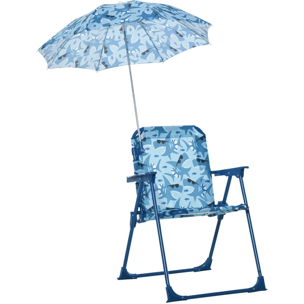 Outsunny Kinder-Campingstuhl Mit Sonnenschirm Blau 3 Outsunny Kinder-Campingstuhl Mit Sonnenschirm Blau