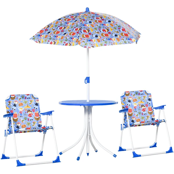 Outsunny Kinder Gartenset Mit Sonnenschirm Blau 3 Outsunny Kinder Gartenset Mit Sonnenschirm Blau