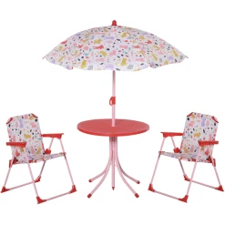 Outsunny Kinder Gartenset Mit Sonnenschirm Rot