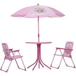 Outsunny Kindersitzgruppe Mit Tisch Und Sonnenschirm Rosa