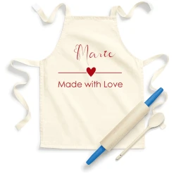 Schnullireich Kinder Kochschürze Mit Namen Bedruckt Made With Love Natur